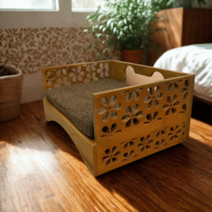 Perritorio Chico - Cama alta con diseño de flores