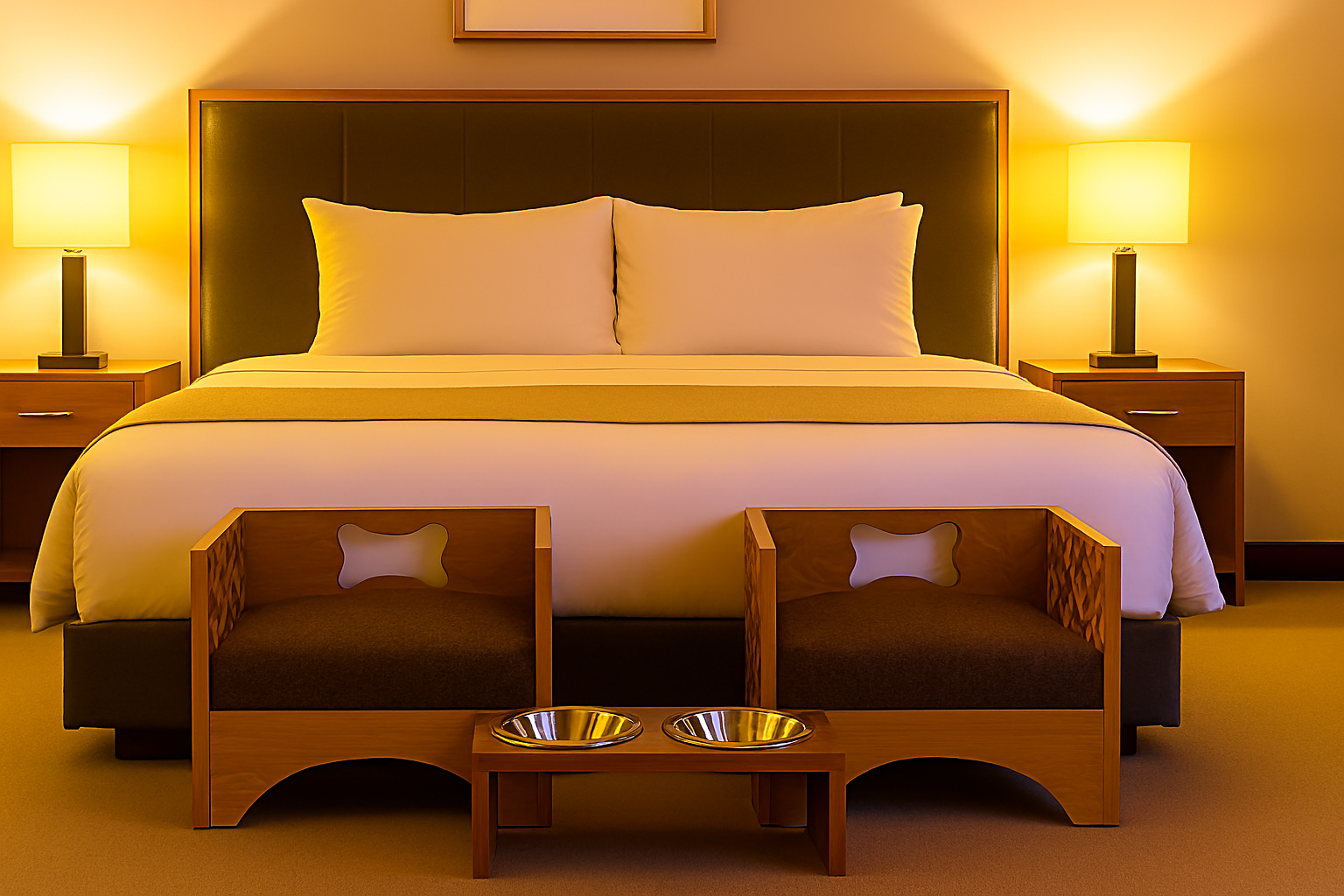 camas flores en hotel Perritorio Grande - Cama alta con diseño de flores