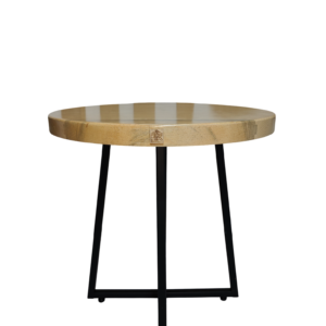 mesa de comedor redonda pino y acero 70 cms