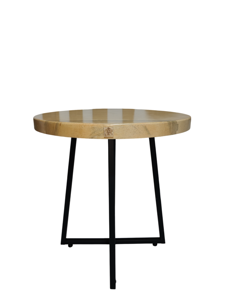 Mesa de Comedor Redonda Pino y Acero 70 CMS mesa de comedor redonda pino y acero 70 cms