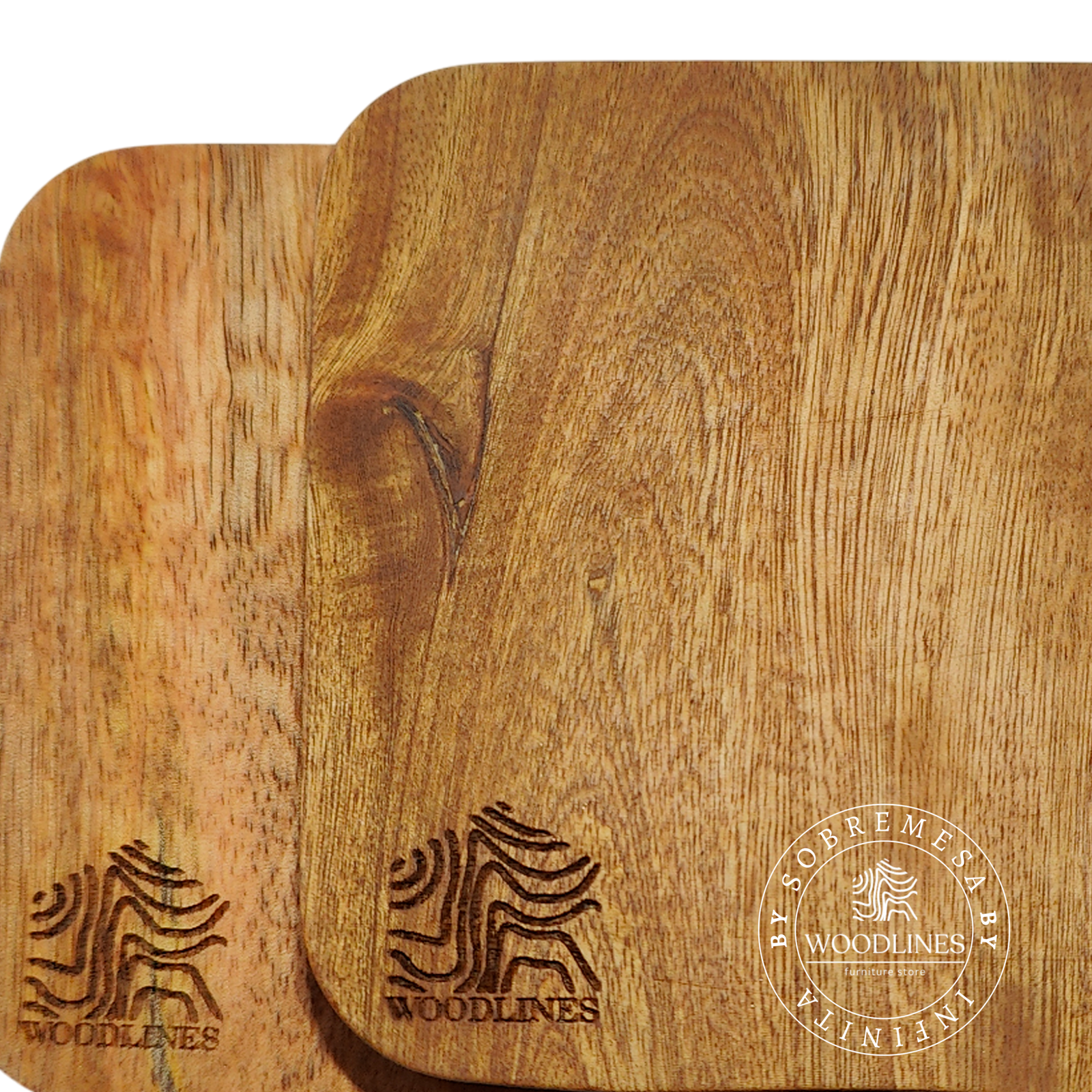 tabla cuadrada ind detalle Tablas de madera de parota, personalizables a partir de 24 piezas